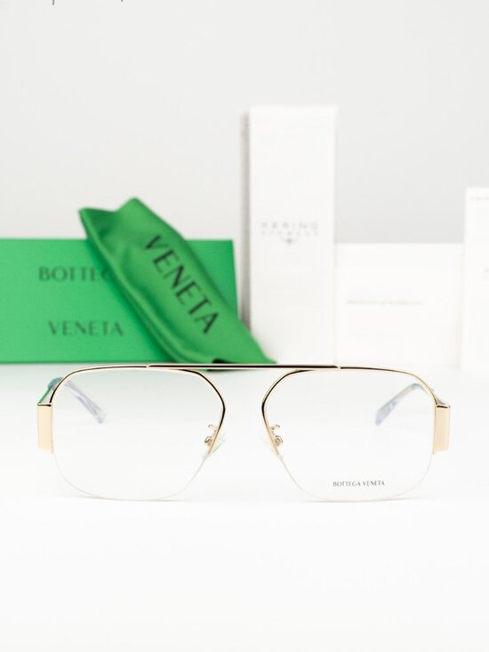 Bottega Veneta Women Eyeglasses Gold Demo Pilot BV1067O 002 NEW AUTHENTIC main image 4